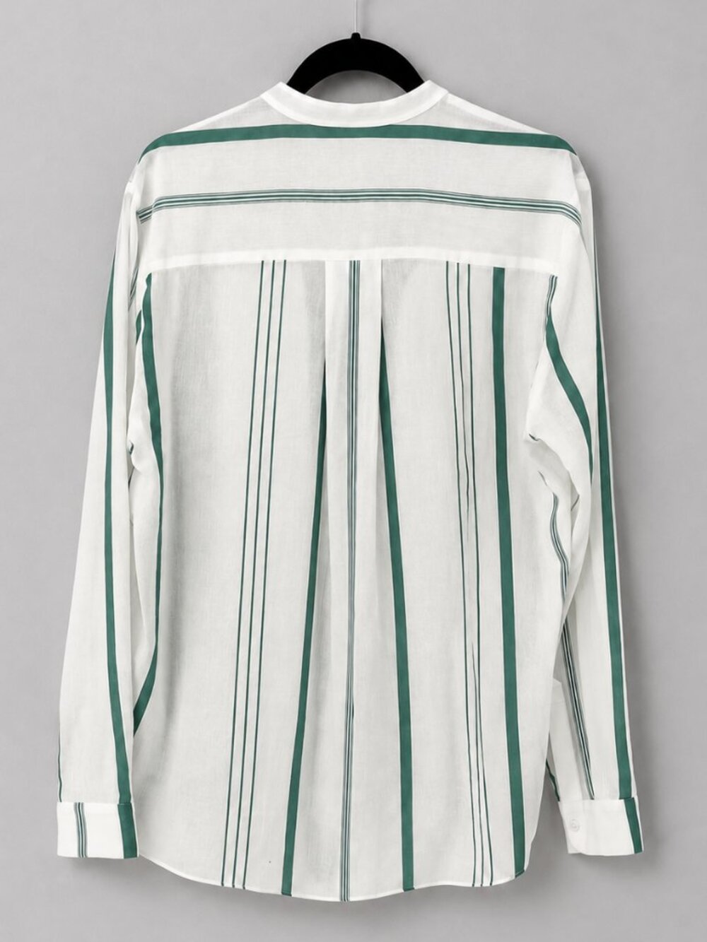 Reiss Katey Band Collar, Green & White Stripe Blouse, Size 8 - Picture 3 of 11